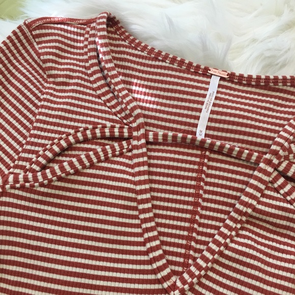 Free People burnt orange striped shirt - Picture 3 of 7